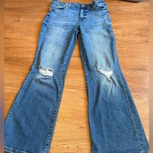 Kut from the Kloth Flare Distressed Blue Jeans